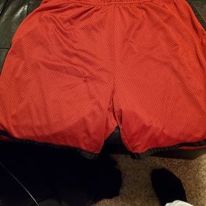Red starter basketball shorts
